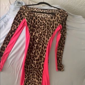 Sexy leopard pink dress